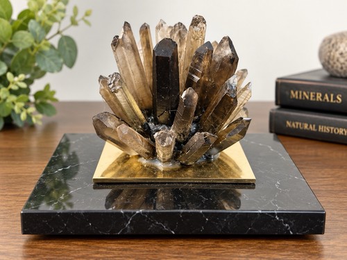 Smoky quartz crystal cluster - smoky,