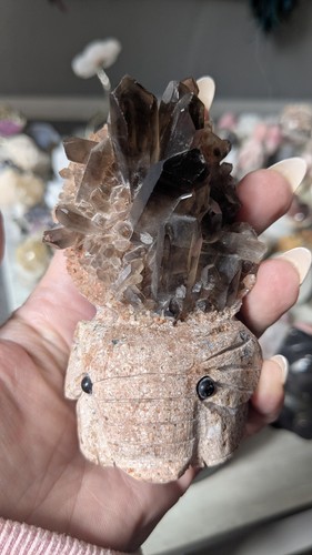 Smoky quartz cluster elephant - cluster,
