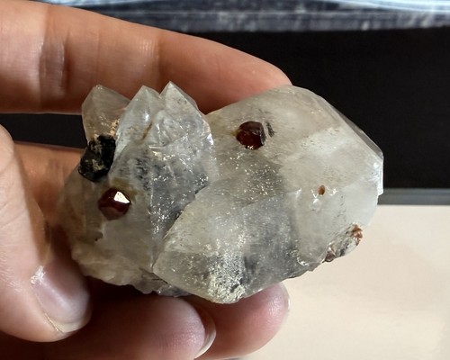 Red garnet smoky quartz - red, on
